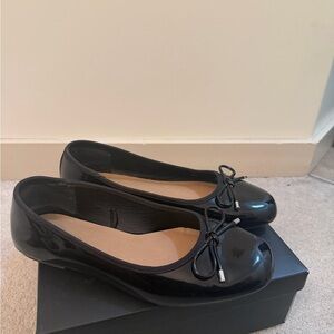 Torrid Shiny Black Flats with Bow Size 10WW